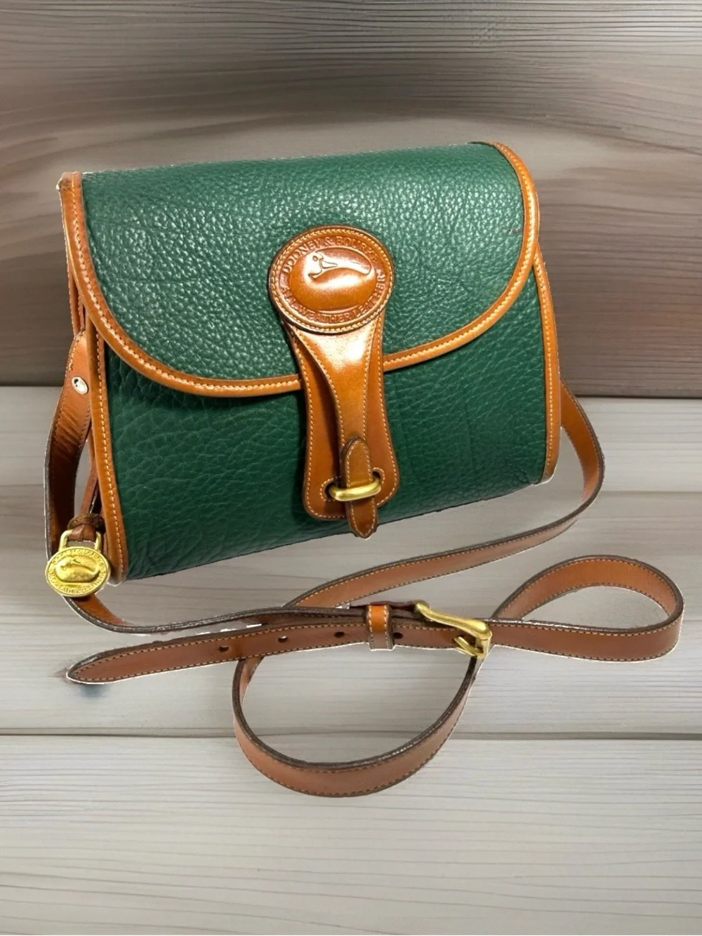 🦆 DOONEY & BOURKE ESSEX FIR GREEN BRITISH TAN 90”S PEBBLED AWL VINTAGE MEDIUM